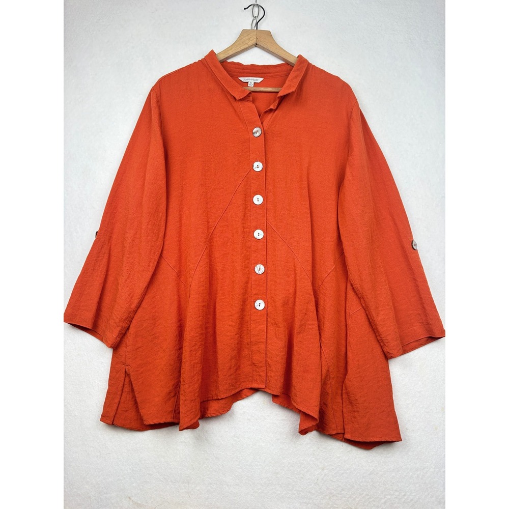John Mark Blouse Womens XL Shell Button Swing Lagenlook